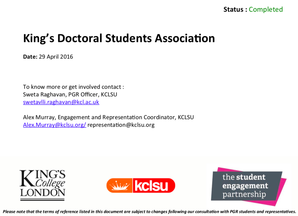 King’s Doctoral Students’ Association